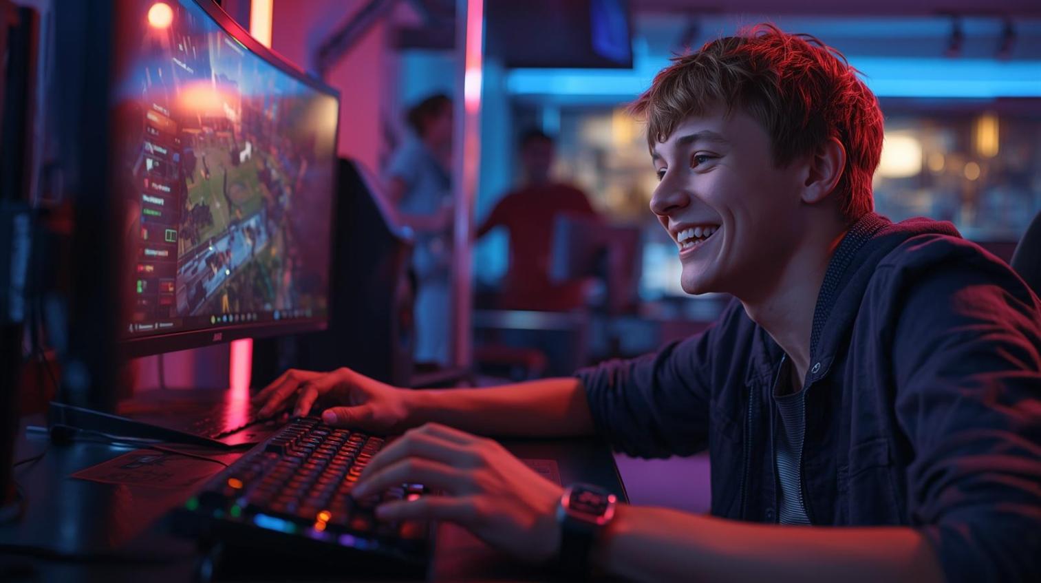 Rooli Sparks a New Wave of Immersive Video Game Betting Experiences Young gamer enjoys immersive esports betting experience inside vibrant modern gaming room - Rooli Sparks a New Wave of Immersive Video Game Betting Experiences